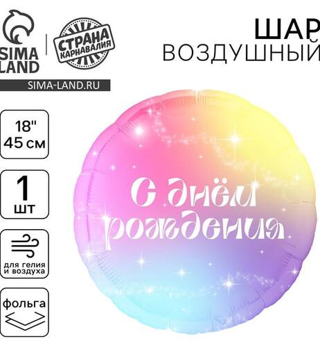 Шар фольгированный "С Днем Рождения" розовый градиент