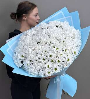 Букет из 25 белых ромашковых хризантем